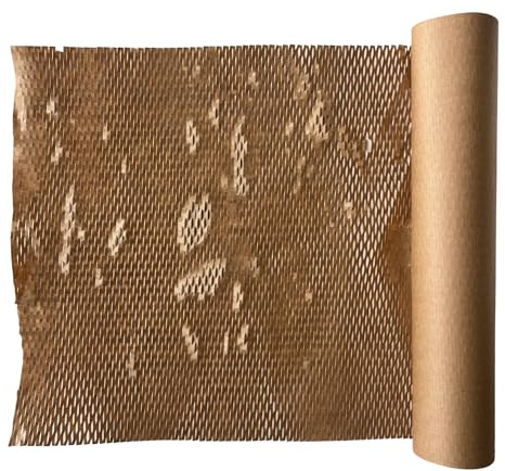 RECYCOOL Braunes Wabenpapierrolle 50 cm x 250 m | Luftpolsterfolie-Alternative für sicheren und nachhaltigen Versand, Verpackungspapier, Füllmaterial Verpackung, Polsterpapier, Recycelbare, 80 g