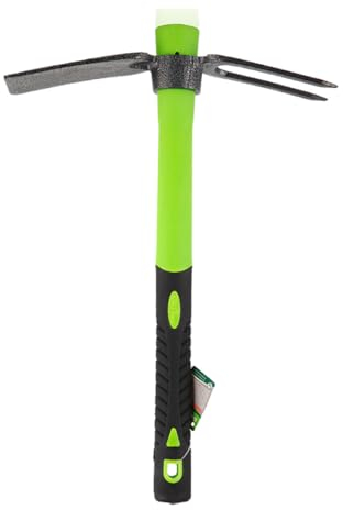 A2ZWORLD Azada de 2 puntas de jardín, mango antideslizante, herramientas de jardinería manual multiusos, herramienta de trasplante de huerto doméstico (azada horca de 2 dientes)