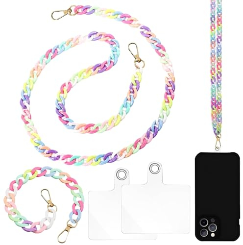 SMTelegance 2 Stück Handykette Universal-Handykette,Handyband für Schal Bunte Handykette Handykette Universal-Handykette Praktische Smartphone-Hüllenkette,Handyband,Enthält 2 Kartenhalter