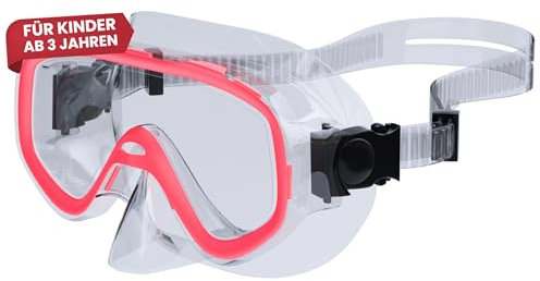 Taucherbrille Kinder ab 3 Jahren - Wasserknirpse - Schnochelmaske für Mädchen mit Nasenabdeckung - Anti-Beschlag Beschichtung und Panoramablick