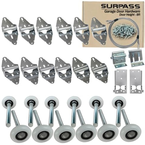 Surpass Garage Door Hardware Kit Roller/Hinge/Top Bracket/Wire Rope (for 8' Height Garage Doors)