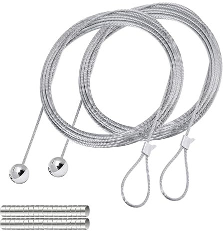 Hejo 2 Stück Fotoseil, 280 cm x 1,5 mm Fotodrahtseil mit 40 Magneten, Langlebig Fotoseil für Fotos Aufhängen, Wiederverwendbar Fotodraht für Postkarte Aufhängen