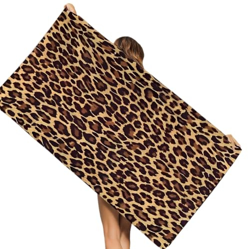KDFSSIPE Serviette de Plage Léopard, Serviettes De Bain Imprimé léopard, 75 * 150cm Drap de Plage Microfibre Absorbant Idéal pour Voyage Plage Piscine Sport Drap de Plage
