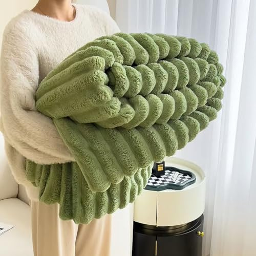 Lujosa manta de forro polar tamaño King, acogedora manta verde para sofá cama, 230 x 250 cm, cálida comodidad de invierno, accesorio de ropa de cama de felpa suave para decoración del hogar