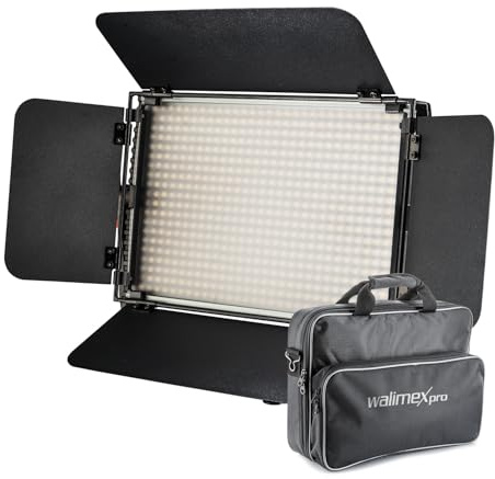 Walimex pro LED Niova 600 Plus Bi-Color område, dimbar videolampa med fjärrkontroll, mobil kontinuerligt ljus inklusive transportväska