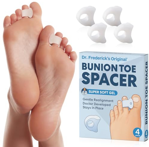 Dr. Frederick's Original Sport Bunion Pads - 4 ct - Temporary Bunion Corrector - Toe Separator Gel Cushion - Relief for Women & Men