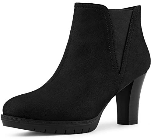 Allegra K Botines Chelsea Talón De Bloque Impreso Punta Redonda Con Plataforma Para Mujer Negro 39