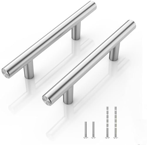 NISUOIEN 30 Pack - 3 Inch Cabinet Handles Pulls for Kitchen Stainless Steel Brushed Nickel Drawer Pulls (5 Inch Length, 3 Inch Hole Center