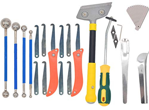 LaoZan Silikonentferner Fugenwerkzeug Multifunktionale Werkzeug Schaber Set Dichtmittelelentferner für Küche Badezimmer Werkzeug (Wie das Bild,18 Pcs)