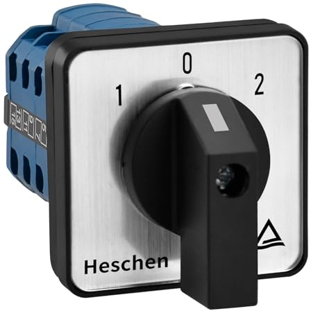 Heschen Universell omkopplare med roterande kam, LW28-20/D404.4, 660 V 20 A, 3 lägen, 4 faser, 16 terminaler, CE