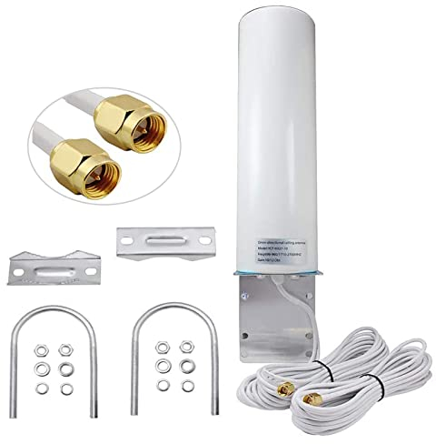 ZHITING Antena 4G LTE Exterior Mimo Omnidireccional 698-2700 MHz Conector SMA con Adaptador CRC9 TS9,Ganancia hasta 12 dBi,para Router 4GHotspot Teléfono residencial inalámbrico(2 x 5 m de Cable)