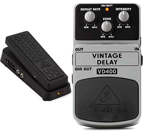 Behringer HELLBABE HB01 Ultimatives Wah-Wah-Pedal mit optischer Steuerung & VD400 Klassisches analoges Delay-Effektpedal