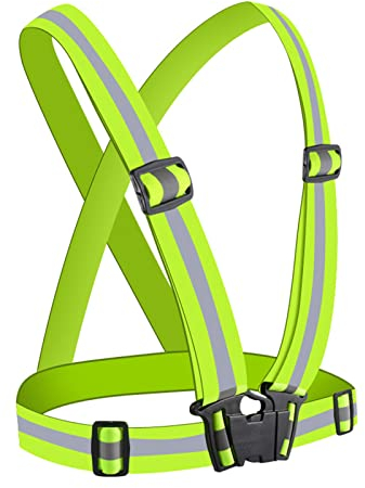 TSHAOUN Reflektorweste Running Sicherheitsweste Fahrrad Warnweste Fahrradweste Reflektierend,Sicherheitsweste,Reflektierende Weste Joggen für Erwachsene Kinder,Reflektoren,Elastisch Laufweste (Green)