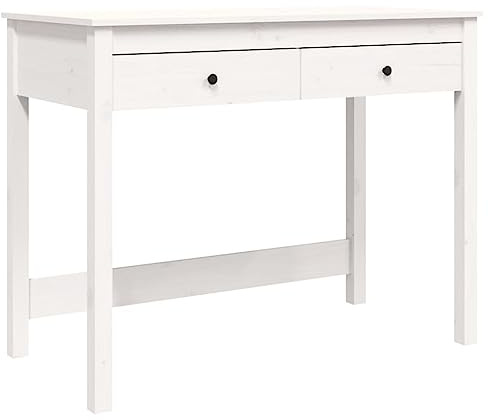 vidaXL Scrivania con Cassetti Bianca 100x50x78 cm Legno Massello Pino