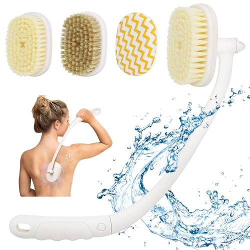 Duschbürste mit langem Griff, Rückenbürste, Badebürste, Back Brush Shower Brush, 3-in-1-Körperbürste zum Duschen, Abnehmbarer Rückenschrubber für Senioren, Männer und Frauen, Dusch-Körperbürste