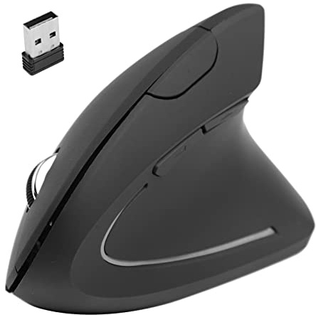 VBESTLIFE Ratón Vertical, Ratón Óptico Ergonómico Vertical Inalámbrico 2.4G, dpi Ajustable, 5 Botones, para Computadora Portátil, Escritorio, PC, Funciona con Batería, Negro