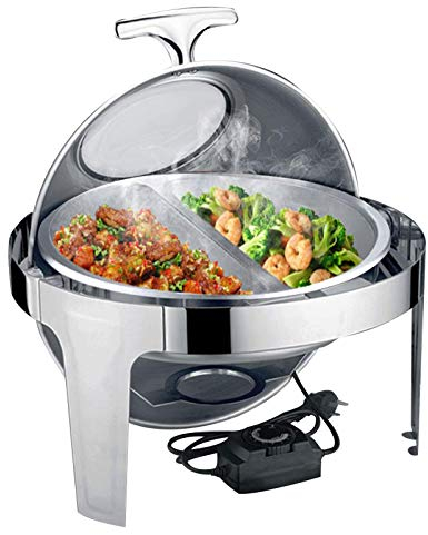 SilteD Chafing Disks Servering Mat Varmare Elektriska bufféservrar och -värmare 6L Roll-Top Chafing Disks med lock för kök Fest Bankett middag