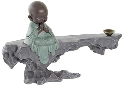 Figura Monaco Buddha Supporto Inceso e Coni Resina 22X5.5X14 cm