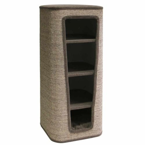 Nobby Kratztonne CAPTA IV braun Leinenoptik 50 x 50 x 120 cm