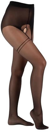 Camano Damen Strumpfhose ouvert crotchless 20 DEN overknee Matter Effekt 1er Pack XL black