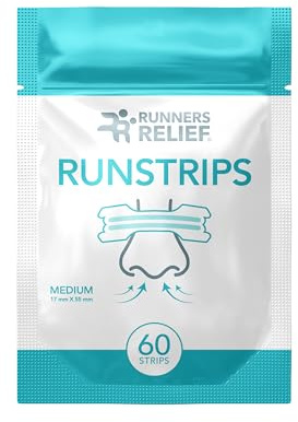 Runstrips - 60 Transparent Nasal Strips – Small to Medium (55 x 17mm) - Improve Breathing During Sport. Reduce Snoring. Relief from Allergies. Sweat Resistant. Drug Free. Comfortable to Use.