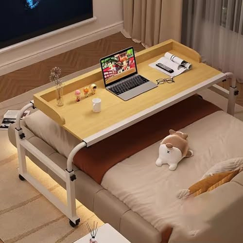 DJQRIBEN Table de lit avec roulettes, Table de lit, Bureau de lit King Size, Bureau Roulant sur lit, Hauteur réglable, Lits King Size, Bureau de lit médical Roulant, pour hôpital et Maison