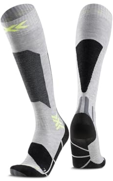 X-Socks Ski Discover OTC Junior - Calze da sci per bambini ad alte prestazioni per un maggiore comfort, prestazioni ottimali e durata sulle piste per i giovani sciatori - Grigio/Canarino, 24-26