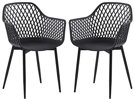 buybyroom Gartenstühle 2er Set, Garten Sessel Outdoor Gartenstuhl, Balkonmöbel Loungesessel Outdoor für Kleiner Balkon, Terrassenstühle 120kg Belastbar, Schwarz