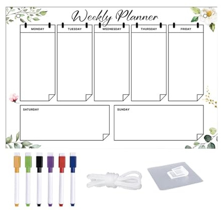 HohuzSruk Tableau de planification hebdomadaire en acrylique transparent effaçable pour chambre à coucher, lieu de travail, verre, mur - 30 x 20 cm