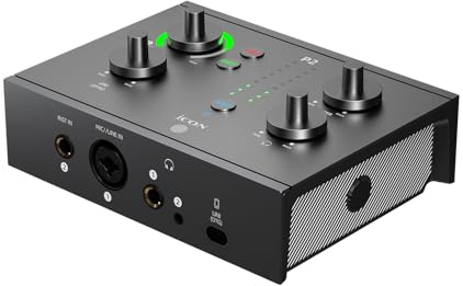 iCON Panel 2 24Bit/192kHz USB Audio Interface with Direct Monitoring | 24Bit/192kHz USB-C Audio Interface, Mic Preamp, Direct Monitoring for Podcast & Streaming, Plug-and-Play.