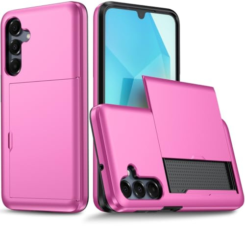 XYZNTMF for Samsung Galaxy S26 Case Shockproof Samsung S26 Phone Case with Card Holder Soft Silicone TPU Bumper Matte Hard PC Shell Heavy Duty Protective Skin Cover Rubber Cover,Pink