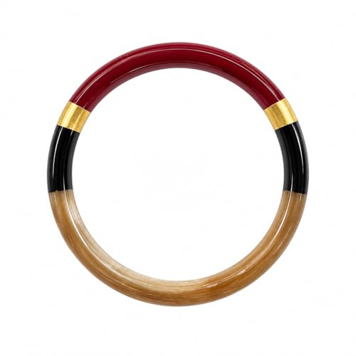 Marycrafts Pulsera Mujer de Cuerno Natural & Lacado – Brazalete Artesanal Elegante – Accesorio de Moda Fácil de Combinar