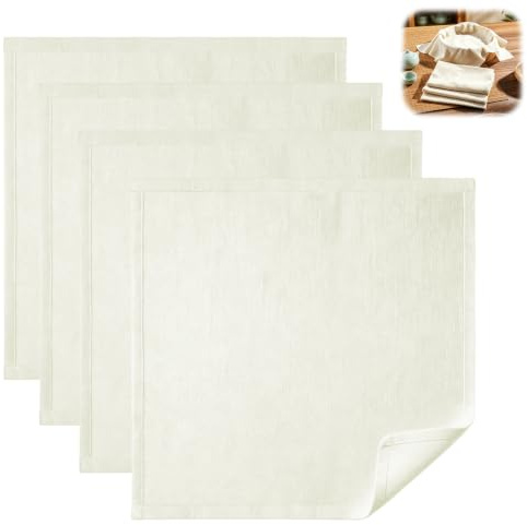 4 Pcs Telas Filtrante Reutilizable de Algodón Puro sin Blanquear 50x50cm