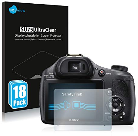 Savvies 18 Stück Schutzfolie für Sony Cyber-Shot DSC-HX400V Displayschutz-Folie Ultra-Transparent
