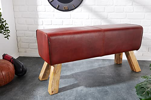 invicta INTERIOR riess-Ambiente Kultige Design Sitzbank Bock mit Echtleder Bezug 100cm Kult Schulsport Bank Turnbock-Optik Polsterbank Küchenbank