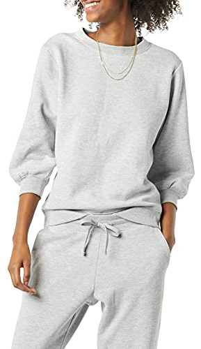 Amazon Essentials Chandail en Coton molletonné avec Manches à col Ras-du-Cou en Tissu Bouclette pour Femme,