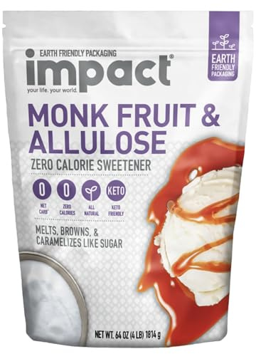 Impact - Monk Fruit Allulose Sweetener, Crystallized Blend Sugar Substitute - Zero Calorie Low-Carb Essential for Low-Carb Recipes - 4lb