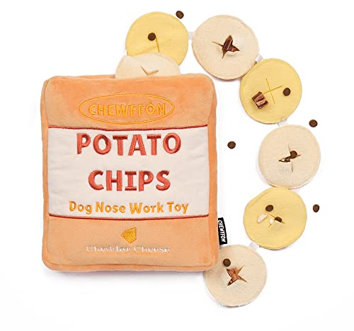 CHEWFFON Hundespielzeug, Interaktives Intelligenzspielzeug für Welpen und Hunde - Puzzle- und Nahrungssuche-Training mit Kartoffelchip-Design (Kartoffelchips)