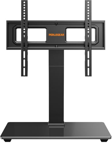 Perlegear Universal Swivel TV Stand Base for 32–70 inch TVs, Height Adjustable Table Top TV Stand Mount with Tilt, Tempered Glass Base, Holds up to 88 lbs