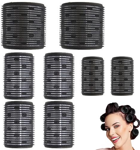 8 Pezzi Arricciacapelli Termici Riutilizzabili Bigodini Per Capelli Corti Capelli Medi Capelli Lunghi Varie Dimensioni (Nero)