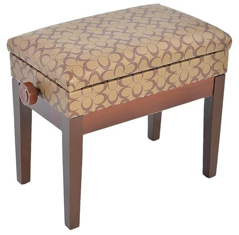 Pianopall Höjdjusterbar Tangentbordsbänk Med Förvaringsfack - Klassisk Retrodesign Sminkbordspall, Brun Sittande För En Person