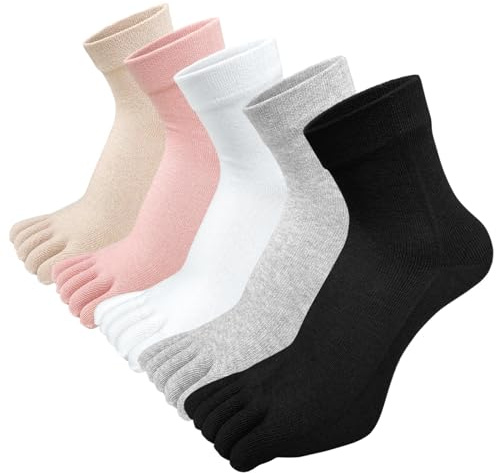 PUTUO Calzini Donna con Dita Separate, in Cotone, Casual Sportive, Morbide e Calde, 5 Paia