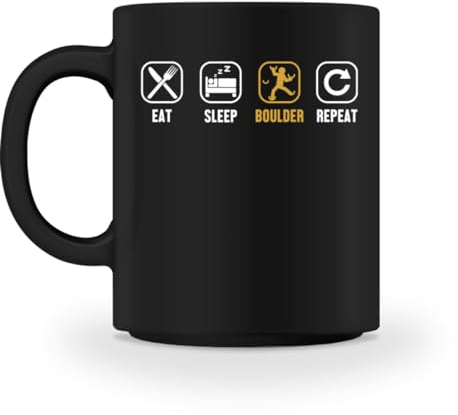 Generisch Mug avec inscription « Eat Sleep Boulder Repeat Eat Sleep Boulder », Noir , M