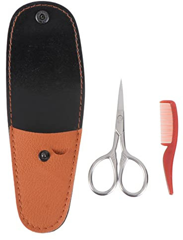 Beaupretty 2stücke Bartschere Aus Kleine Präzisionsschere Und Lederbeutel Für Bart Und Schnurrbarttrimmung Langlebig Und Rostfrei Für Profis Und Amateure