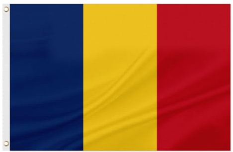 ASUNO Romania Flag 90 × 150 CM Polyester Romanian National Banner with 2 Brass Grommets Double Side Vivid Color Fade Resistant for Outside Garden Lawn Patio