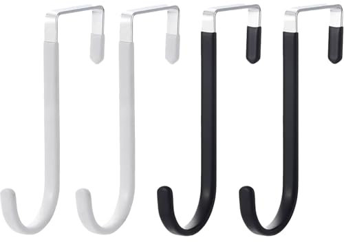 4 pezzi dietro la porta ganci da parete adesivi, metallo per asciugamani, senza necessità di forare nero bianco adesivi.
