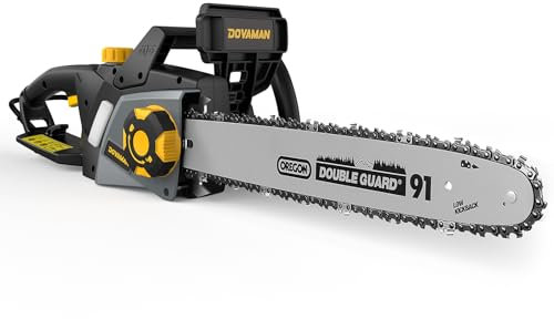 DOVAMAN 2400W Elektro Kettensäge, 40cm Oregon Schwert und Kette, werkzeuglose Kettenspannung, 15m/s, Rückschlagschutz, inkl. 2 Ketten, Kettensäge ideal für Brennholz, Garten und Baumschnitt - DCS01A