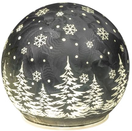 formano Dekorativ LED-kula, frostgrå, 12 cm, glasboll, timer, 6 h/18 h, juldekoration, färgat glas i is-utseende med vinterdekoration – höst, vinter, juldekoration för bord, hylla, fönsterbräda