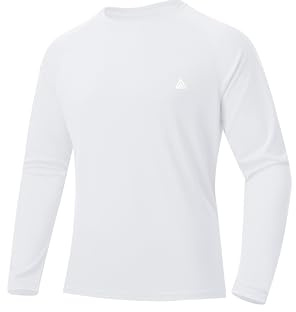 ZITY Men's UPF 50+ UV Protection Long Sleeve T-Shirt Breathable Moisture Wicking Rash Guard for Outdoor Sports Running Fishing Hiking Swimming (White, L)