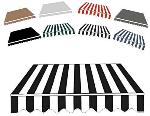 Tessuto di Ricambio per Tenda da Sole Telo di Ricambio da Giardino Impermeabile Copertura Ricambio Retrattile per Balcone 280g Poliestere in Tettoia per Esterni(Black white,200x150cm)